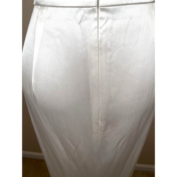 Sau Lee Priyanka Ivory White Strapless Ruched Satin Maxi Dress Size 6 - Picture 10 of 12